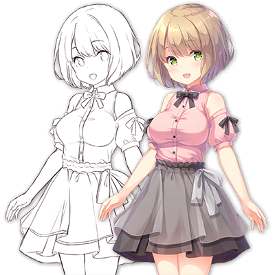 版権キャラクターのイラストの例。既存のキャラクターの独特の魅力を保ちつつ、新たなシーンや表現を加えた高品質なビジュアル。